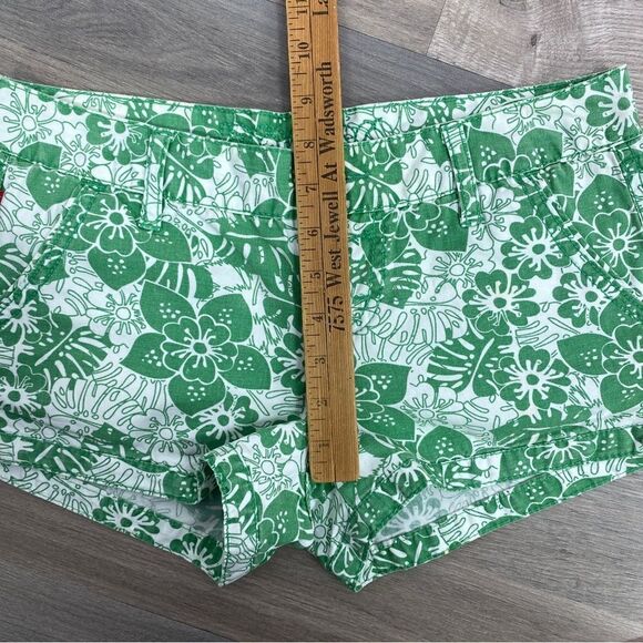 Bongo Tropical Print Button Fly Chino Shorts Green White Juniors 5 - Picture 7 of 8